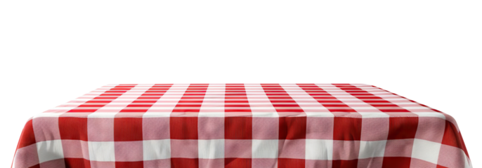 Elegant red and white checkered tablecloth, cut out