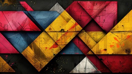 Fototapeta premium Vintage Geometric Shapes in Overlapping Patterns on Dark Background