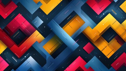 Overlapping Geometric Shapes in Vintage Style With Vibrant Colors