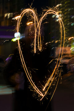 The freezelight with sparklers at night background