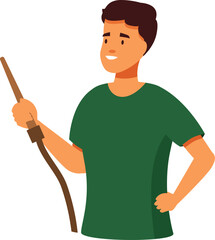 Confident young man holding a whip and smiling