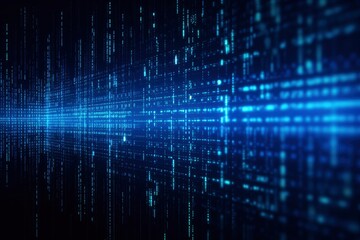 Fototapeta premium Blue tech finance background abstract pixel element network. Abstract business tech science background with generative ai