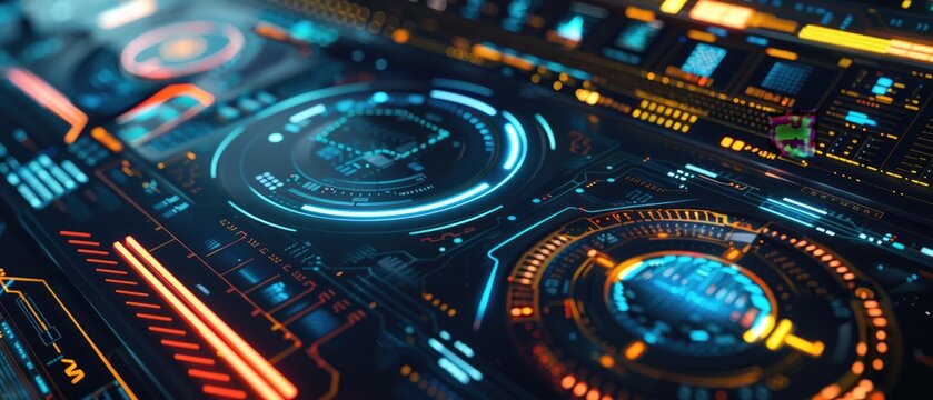 Bandwidth optimization, engineers finetuning network parameters, ensuring maximum efficiency selective focus, tech optimization theme, futuristic, overlay, hightech control room ba