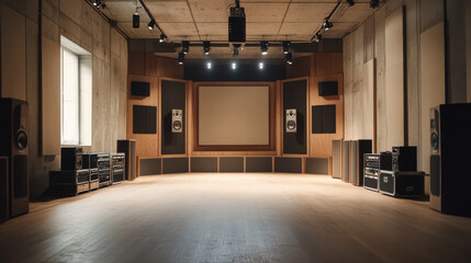 A big, empty room meant for recording music.