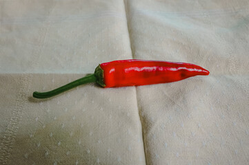 Piment rouge sur toile blanche