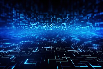 Obraz premium Blue tech finance background abstract pixel element network. Abstract business tech science background with generative ai