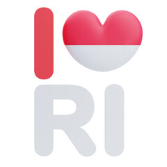 3D I Love Indonesia Illustration