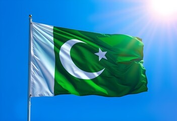 Pakistan flag illustration in a style for Pakistan day celebration. waving colourful national flag of Pakistan.