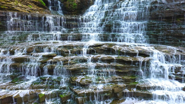 Aerial View of the Albion Falls waterfall on the Niagara Escarpment in Hamilton, Ontario