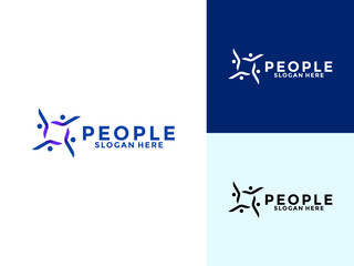 People logo design, human community logo template. symbol for teamwork, social group, community.