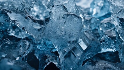 Obraz premium Texture of winter ice surface Blue natural ice background.