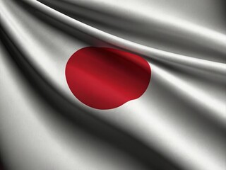 Waving Japanese flag with detailed texture