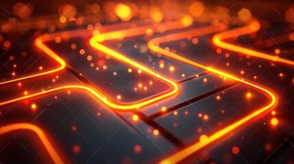 Fototapeta premium Golden Neon Geometric Shapes Overlapping in a Vibrant Abstract Display