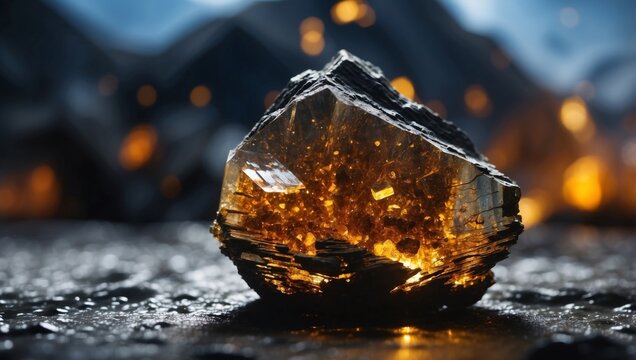 CloseUp Focus on Raw Chromite A Shiny Silhouette Amid Double Exposure Production Process.