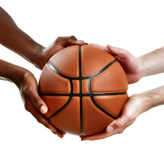 Fototapeta premium Hands holding basketball isolated on transparent background, basketball png