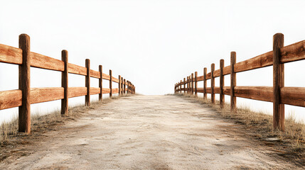 3D Wooden Farm Fence in Reddish Wood 