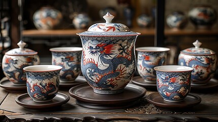 Fototapeta premium a tea set with cups and a pot