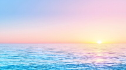 Fototapeta premium A stunning sunrise over a calm ocean, with soft pastel colors reflecting on the water, creating a serene and peaceful atmosphere.