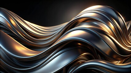 Liquid Metal: A Flowing Abstract of Distorted Metallic Shapes  generative AI