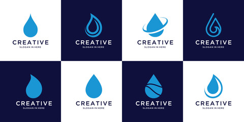 water drop icons vector logo design set collection 