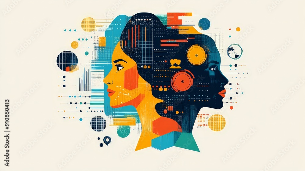 Poster modern abstract business intelligence data visualization - minimalist flat vector illustration