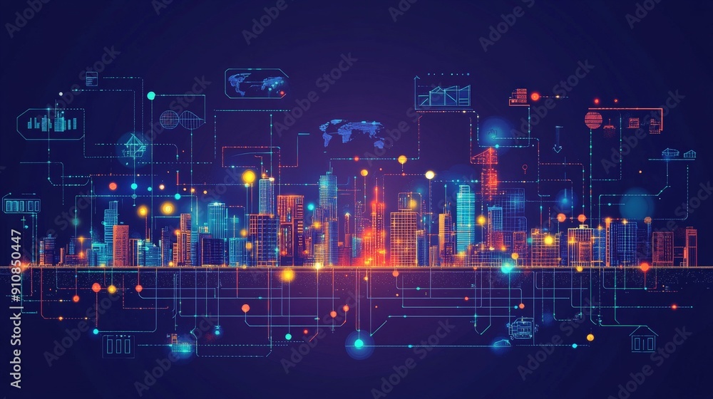Poster abstract business intelligence data-driven decision making concept - minimalist flat vector illustra