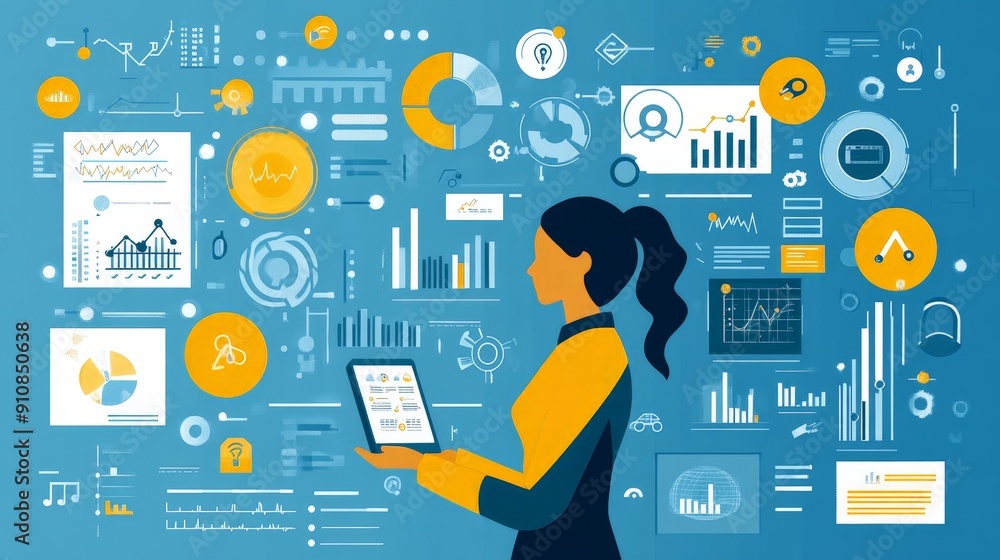 Poster abstract business intelligence data visualization minimalist flat vector illustration