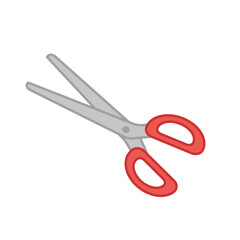 Red scissors. Scissors with red handles. Cartoon, vector.