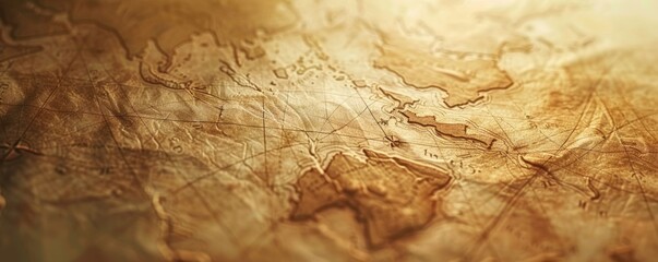 Vintage Map Paper Texture Background, 4K hyperrealistic photo