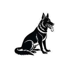 german shepherd dog eating silhouette2.eps