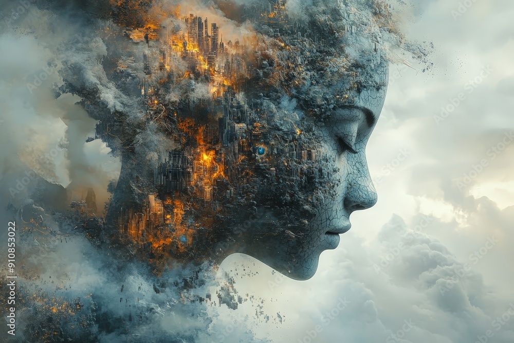 Poster merging realms: human-ai collaboration in abstract surreal composition