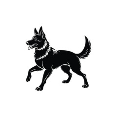 German shepherd dog playing silhouette