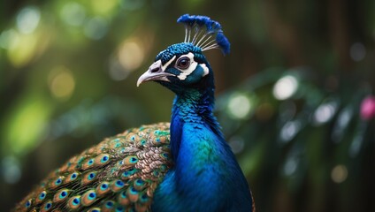 Obraz premium Iridescent Peacocks Exotic Plumage Expression A Bold Display of Natures Graphic Design.