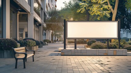 Blank billboard in public space. Empty horizontal billboard at outdoor. Billboard template