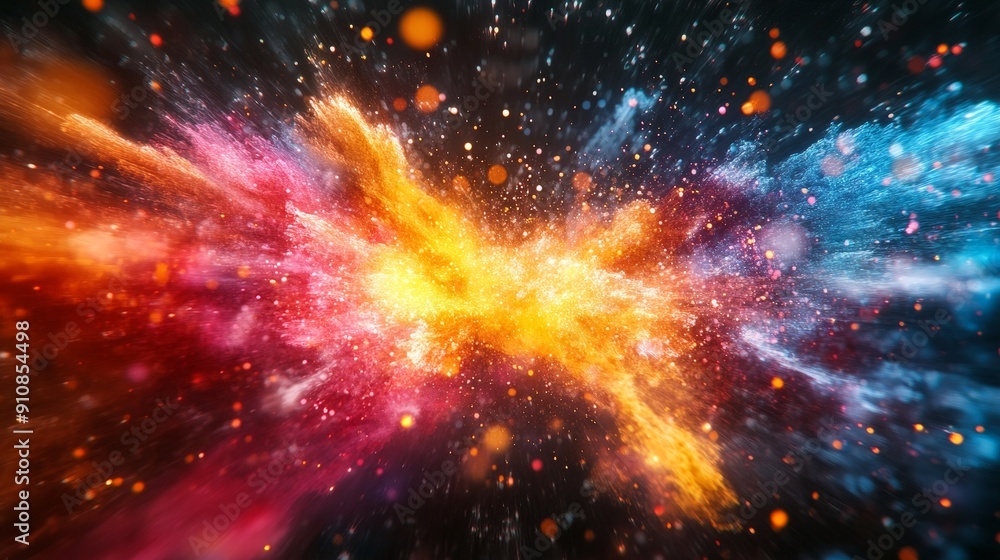 Poster illuminating big data analytics: a surreal explosion of vibrant data points