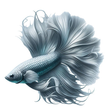 recommend clip art: Shimmering Silver Betta Fish