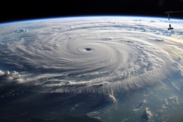 Satellite View of a Hurricane From Space, Tropical hurricane viewed from space, AI Generated