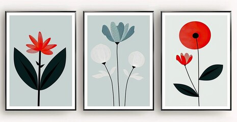 Modern Minimalist Floral Prints, Contemporary Floral Wall Art