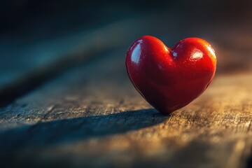 Fototapeta premium Wooden table with red heart