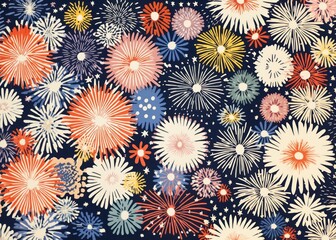 Pastel fireworks pattern arrangement backgrounds.