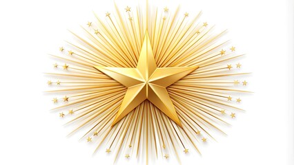 A Gleaming Gold Starburst Against a Pristine White Background  Generative AI