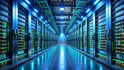 Fototapeta premium The Server Room: A Hub of Digital Power generative AI