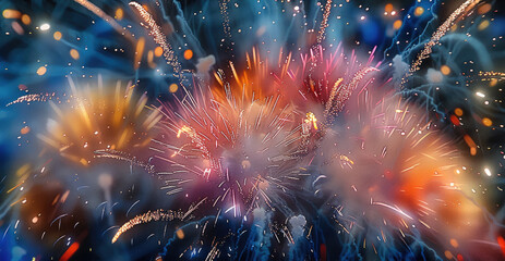 Fototapeta premium High-definition quality, brilliant fireworks, and multiple colors. Generative AI.