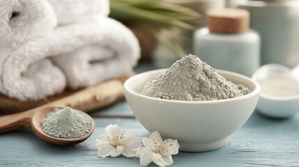 Elegant Spa Setting Featuring Kaolin Clay for Natural Skincare and Beauty