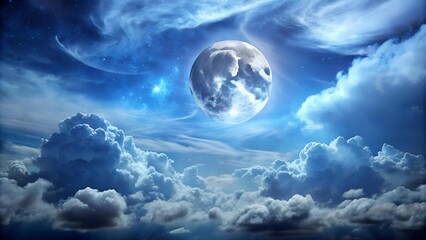 Celestial Tapestry: A Symphony of Blues and Silvers  Generative AI