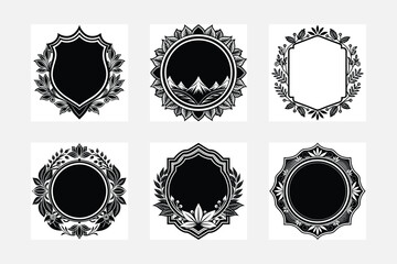 Vintage sticker label set with silhouette white background artwork vintage frames element