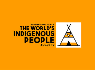 International Day of The World's Indigenous People. August 9. Orange background.