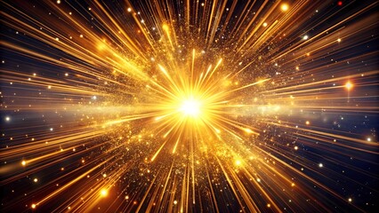 Fototapeta premium Golden Cosmic Burst: A Symphony of Light and Motion Generative AI