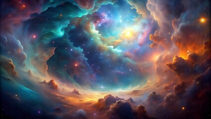 Cosmic Nebulae: A Symphony of Hues  Generative AI