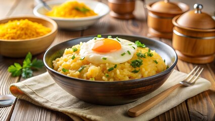 Golden Rice and Sunny-Side Up: A Culinary Symphony in Warm Tones  AI Generated